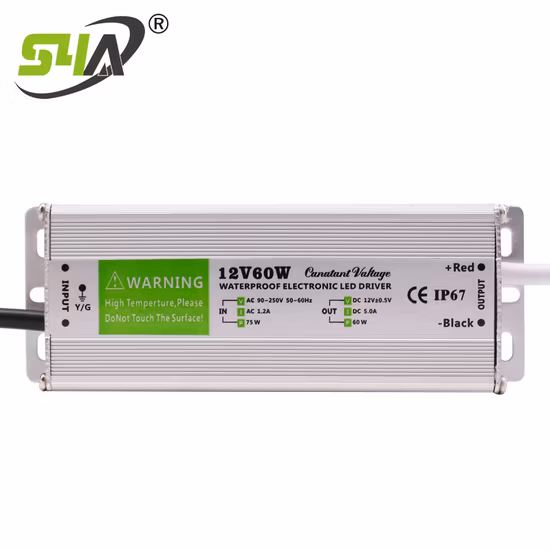 Controlador LED electrónico IP67 de fuente de alimentación impermeable de 12V 60W